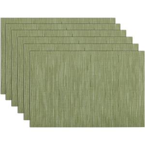 SHACOS Placemats Set of 6 Woven Vinyl Place Mats for Dining Table Wipe Clean Non Slip Table Mats (6, Olive Green)