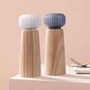 HAIPUSEN Wood and Ceramic Pepper Grinder Set - Salt and Pepper Mill Spice Mill with Adjustable Coarseness, 7 inches (with Tray)