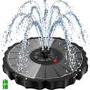 Yzert Solar Fountain with 2000mAh Battery & Innovative Indicator Works in Cloudy Day, 3.5W 2026 Glass Solar Water Fountain Pump Flower Shape with 7 Nozzles for Bird Baths, Pools, Outdoors (Black)
