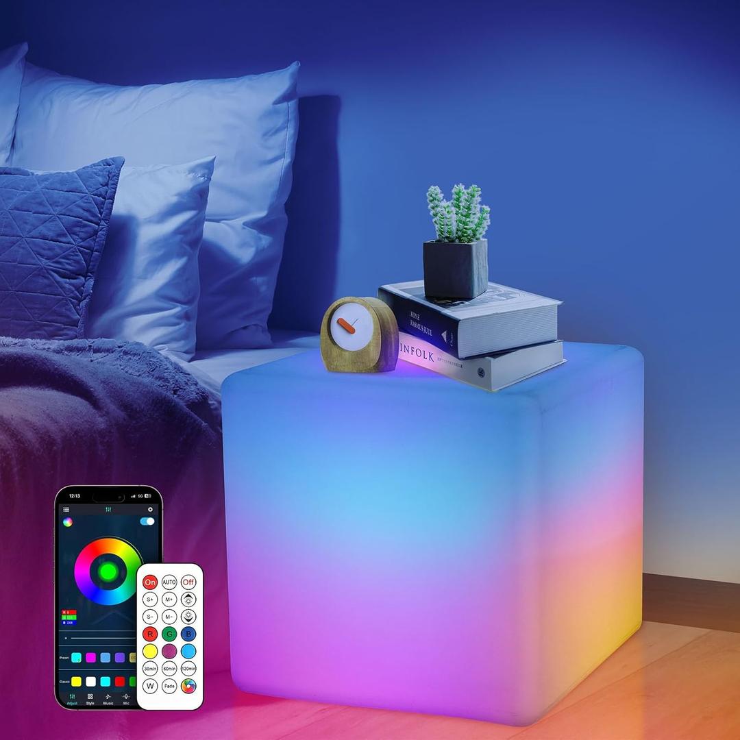 LOFTEK Color Changing Night Light 16-inch, Smart LED Lamp with Bluetooth APP and Remote Control, 220 Scene Modes, RGB Ball Mood Lighting for Living Room (Corded Electric)