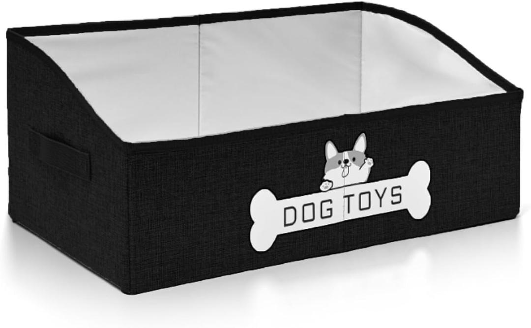 Dog Toy Basket, Specially Designed for Dog Toy Storage, Collapsible Dog Toy Box with HandlePerfect for Storing Pet Toys and Accessories - Black