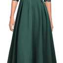 Women's V Neck Lace Vintage Formal Bridesmaid Wedding Long Dress (XX-Large, Dark Green)