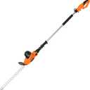 GARCARE Corded Pole Hedge Trimmer 4.8A Electric Bush Trimmer with 18" Blade | Dual-Action Blades, 6-Position Adjustable Head, Long Reach Hedge Cutter for Tall Hedges, Shrubs