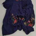 Kafeimali Summer Dress V Neck Mexican Embroidered Peasant Women's Dressy Tops Blouses One Size, Navy Blue