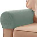 SUBRTEX Stretch Couch Arm Covers Set of 2, Checkered Sofa Arm Slipcovers, Anti-Slip Armrest Covers for Recliner and Armchairs, Pet Proof, High Stretchy, Hook & Loop Tape, Olive Green