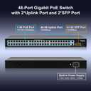 48 Port Gigabit PoE Switch with 2x1000Mbps Uplink, 2x1000Mbps SFP, GiGaPlus 48 Port IEEE802.3af/at PoE @700W, Support VLAN, Metal Housing, Desktop or Wall-Mount, Plug & Play