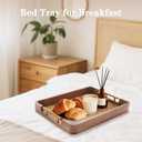 Acacia Wood Serving Tray with Handles, 17x13 Inch Ottoman Tray for Coffee Table, Candle Display, Breakfast in Bed, Large Wooden Decorative Tray with Non-Slip Pads, for Kitchen, Dining, Home Decor