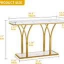 DWVO Gold Entryway Table with LED Lights, Modern 39-Inch Console Accent Table, Narrow Sofa Side Foyer Table with Faux Marble Top for Entrance, Entry Way, Hallway, Living Room