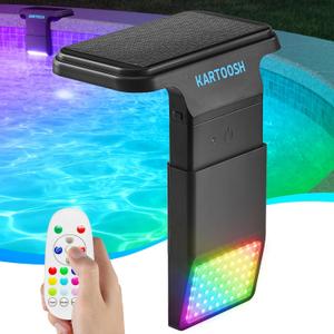 KARTOOSH Solar Pool Lights for Inground Pool - Upgraded Extendable Wireless Underwater LED Lights, 29 RGB Colors 4 Modes, Light Sensing with Timer, Remote Control, Waterproof Design