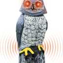 Solar Powered Garden Owl with Motion Detection, Rotating Head, Realistic Hoots and Silent Mode, Outdoor Statue and Sculpture, Owl Decoration for Home, Garden, Patio and Lawn, 16.9 inches x 6.8 inches x 6.8 inches