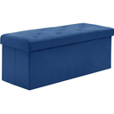 BRIAN & DANY 43 Inches Folding Storage Ottoman Bench, Velvet Ottoman with Storage for Living Room, Long Shoes Bench,Flannelette Footrest Benches Seat (Blue)