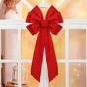 Syhood Large Red Christmas Velvet Bows 13 x 25 Inch Red Velvet Christmas Tree Hanging Bow Holiday Ornaments for Festival Home Xmas Tree Indoor Outdoor Decorations(2 Pieces)