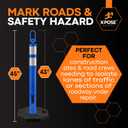 Xpose Safety 45" Blue Delineator Posts with Base, 3-Pack Ring Top, 10" Reflective Band, 13 lb Rubber Base Traffic, Parking, Construction, Events