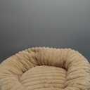 Bedsure ComfyFleece Donut Medium Dog Bed - Washable Faux Fur with Corduroy Fleece & Anti Slip Bottom, Round Pet Bed with Removable Cover, Sandy Beige, 30x30x8 inches