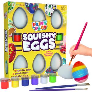 Dan&Darci Easter Egg Squishy Painting Kit - Arts & Crafts for Girls and Boys - Kids Art Activities - Craft Gift for Kid Ages 6 7 8 9 10 Year Old Girl Gifts - Decorate 6 Slow Rising Squishies