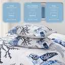 weesire Coastal Bedding King Size Coastal Quilt with 2 Shams, Nautical Beach Comforter Sets Ocean Bedspreads Blue Seaturtle Coverlet Summer Bedding, 96''x106''
