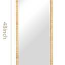 18"x48" Long Rattan Mirror Rattan Full Length Mirror Rectangle Wooden Framed Full Body Mirror Floor Mirror Lean Against Wall Farmhouse Wicker Mirror for Bathroom Entryway Living Room Bedroom