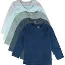 HonestBaby 5-Pack Long Sleeve T Shirts 100% Organic Cotton for Toddler, Little Kids Boys, Girls 3T