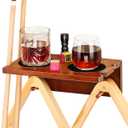 EXTCCT Wall Mounted Cue Holder - Hardwood Billiard Cue Rest and Drink Holder with Chalk Holder 11 x 6.3 x 4.1 Inches (Brown)