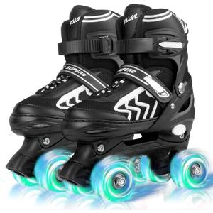 Adjustable Toddler Kids Roller Skates with Light Up Wheels for Boys Girls Beginners for Indoor Outdoor Sports, Small