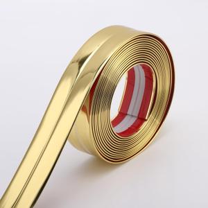 Trimold Multifunctional Wall Molding Trim & Corner Guards & Caulk Strip, Apply in Table Edge Door Frame Baseboard for Protection and Decoration, Shiny Gold, 16.4ft x 0.8in