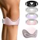 Silicone Patellar Tendon Support Strap 2 Pack, Adjustable Non-Slip Patella Band Stabilizer Knee Brace for Running, Hiking, Jumpers Knee, Tendonitis, Basketball, Volleyball, Squats (Pink)