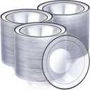 Tanlade 100 Pcs Plastic Bowls with Rim 12 oz Disposable Soup Bowls Elegant Party Dessert Disposable Dinnerware Fancy Shatterproof Tableware for Serving Food, Wedding, Holidays(Black,Clear Style)