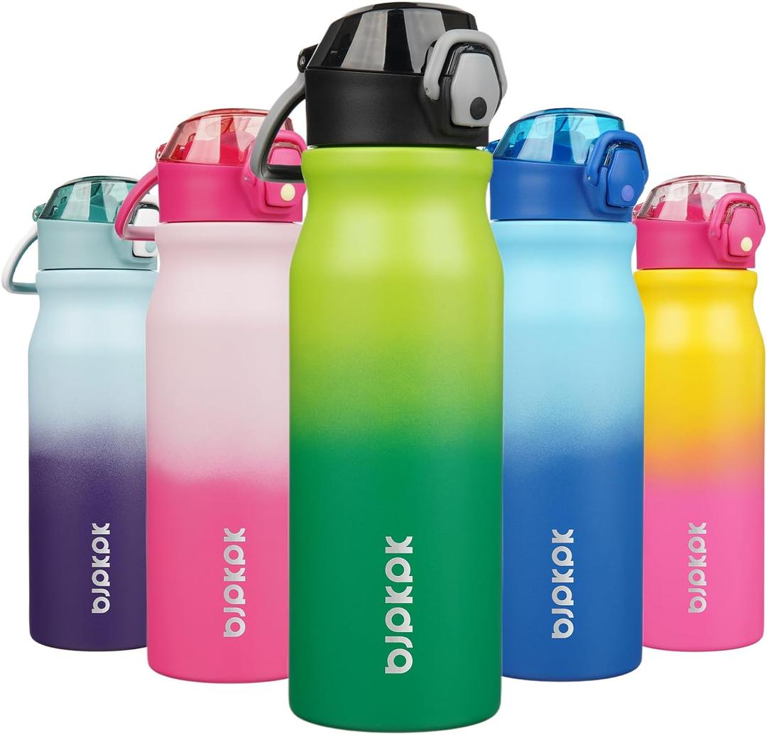BJPKPK 25oz Insulated Water Bottle With Straw Stainless Steel Double Wall Water Bottles BPA Free Leak Proof Thermo With Lockable Flip Lid And Soft Silicone Spout,Bamboo Grove