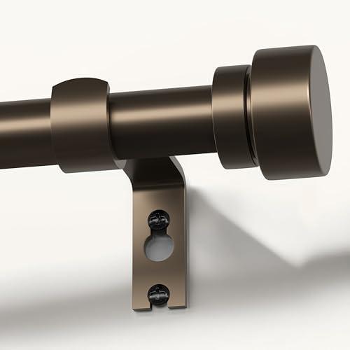 Lootkell Modern Brown Curtain Rods for Windows 66 to 120 Inches Adjustable Length Heavy Duty 1" Diameter Window Curtain Rod with Decorative Finials for Outdoor Farmhouse Bedroom Kitchen Living Room