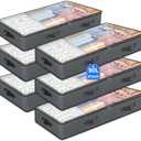 6 Pack Under Bed Storage Containers, 90L Collapsible Closet Organizers and Storage Bins, Underbed Storage Bags for Wrapping Paper, Blanket, Towels, Clothes, Comforter, Sweaters, Linen Sheets