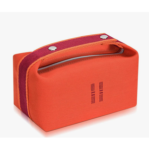 Fashion Makeup Bag for Women, Orange Red Canvas Make up Travel Bag, Hanging Cosmetic Bag Organizer for Wome
