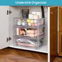 Vtopmart 3 Pack Stackable Storage Drawers, Easily Assemble Acrylic Bathroom Undersink Organizers, Clear Plastic Storage Bins for Closet, Cabinet, Pantry, Medicine Organization