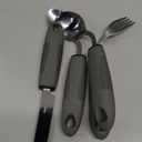 Weighted Adaptive Utensils, 4Pcs Weighted Utensils for Hand Tremors, 45Angled Parkinsons Utensils for Elderly, 3.5oz Weighted Built Up Utensils for Adults, Disabled, Parkinson, Right-Handed