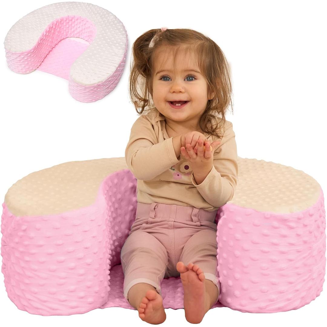 ODOXIA Baby Sit Up Pillow | Baby Pillow for Sitting Up | Comfortable Infant Seat for Early Sitting & Playtime | Soft & Stable Seat with Ring (Pink)