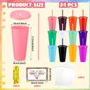 24 Sets End of Year Student Gifts from Teacher 24 oz Summer Plastic Tumbler with Lid and Straw Crazy Cards Colorful Reusable Cups Bulk for End of Year Graduation Gifts