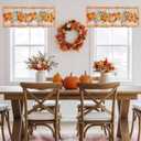 Window Valance Rod Pocket Panel for Kitchen Bedroom Windows Thanksgiving Maple Leaf Fall Pumpkin Harvest Valances Short Curtain Bathroom Treatment Drapes Vintage Wood Board Orange Buffalo Check (54"W x 18"L (Pack of 1))