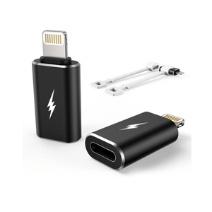 TechMatte Female USB C to Male Lightning Adapter 2 Pack 2.2A Charging Data Transfer, Compatible with iPhone 14, 13, 12, 11 Xs SE iPad iPod AirPods, Not for Audio Headphones/OTG Android Anti-Lost Black