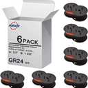 6 Pack Replacement Ribbons for Porelon 11216 Twin Spool Calculator - Universal GR24br Compatible with Sharp el-1197piii, Nukote BR80c, Casio fr-2650tm Adding Machine (Black/Red)