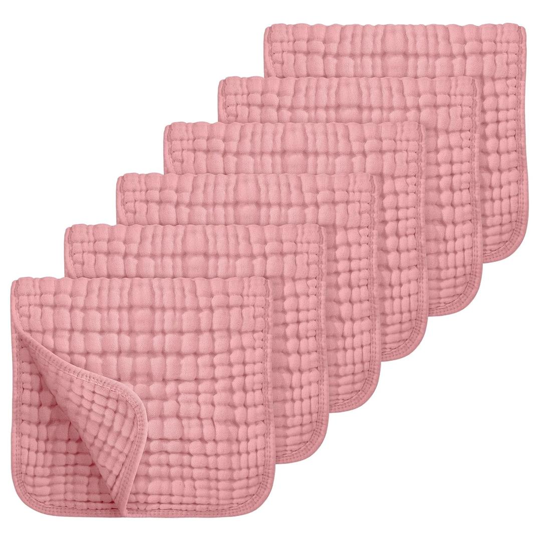 Looxii Muslin Burp Cloths 6 Pack - 20" x 10" - Ultra Soft & Absorbent, 6-Layer 100% Cotton for Spit Up & Drool- Gentle Neutral Burping Cloths, Baby Newborn Essentials Gifts for Boys Girls, Apricot