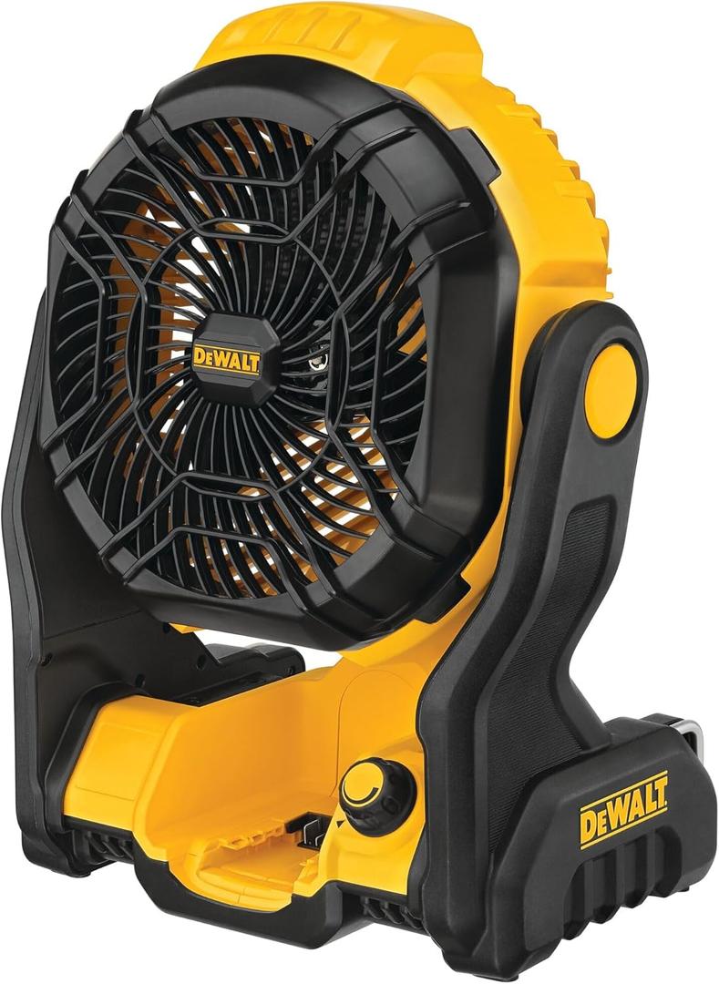 DEWALT 20V MAX Portable Fan, Battery Powered Rechargeable Cordless Shop Fan, Up to 4.5 Hrs Runtime, Variable Speed, 650 CFM, Tool Only (DCE512B)