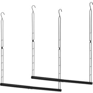 STORAGE MANIAC Hanging Closet Rod, Adjustable Width and Height Closet Hanging Organizer, Space-Saving Clothes Hanging Bar, Closet Extender Hanging Rod Double Closet Hanging Rod, 2 Pack Black