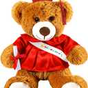 Foilswirl Graduation Bear 2026 with Gown Cap Tassel 14 Red Graduation Stuffed Animal Plush Bear Toy for Class of 2026 Prek Preschool Kindergarten High School College Graduate Gift