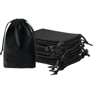 QIANF 12pcs Black Velvet Drawstring Bags 4x6 inches Small Velvet Cloth Gift Bags Jewelry Pouches for Storage Wedding Party Favor Christmas