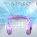 Portable Neck Fan, Personal Wearable Bladeless Fan, 6000mAh USB Rechargeable, 360 Cooling, LED Display, 4-Speeds, Hands Free Fan for Outdoor Indoor, Birthday Gifts for Men Women Dad Mom (Purple), Standard