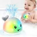 Whale Bath Toys Sprinkler, Light Up Bath Toys for Toddlers 1-3 2-4 Babies 6-12 12-18 Months, 1 Year Old Boys Girls First Birthday Gifts, Bathtub Pool Water Spraying Newborn Essentials Gray