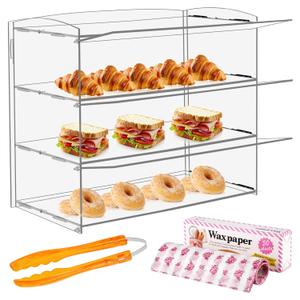 Acrylic Display Case Bakery Pastry Display Case Retail Display Counter Cases Acrylic Display Shelf Donut Cookie Display Cabinet Plastic Case