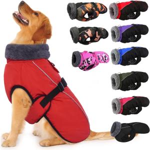 IECOii Extra Warm Reflective Adjustable Dog Jacket - Dog Winter Coat with Buckle Fleece Turtleneck for Cold Weather, Small - Extra Large Dogs (X-Large(Chest:24.4-29.9 in), Pure Red)