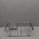 Small Dish Drainer Rack in Sink Adjustable, Expandable 304 Stainless Steel Metal Dish Drying Rack Organizer with Stainless Steel Utensil Holder Over Inside Sink Counter, Rustproof(For 1-2 People)
