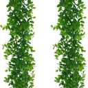 Artflower Artificial Eucalyptus Garland Eucalyptus Vine Green Garland Artificial Hanging Eucalyptus Leaves Plant Wedding Arch Wall Indoor Outdoor Green 2 Pack  4 1/2FT 