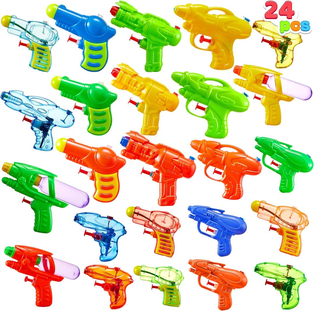 Sloosh 24 Packs Water Gun Party Favors, Assorted Colors Mini Water Blasters Summer Squirt Soaker Fighting Beach Pool Toys for Kids